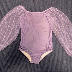 Cheeky Plum Lilac Bodysuit with Sheer Polka Dot Sleeves 6Y